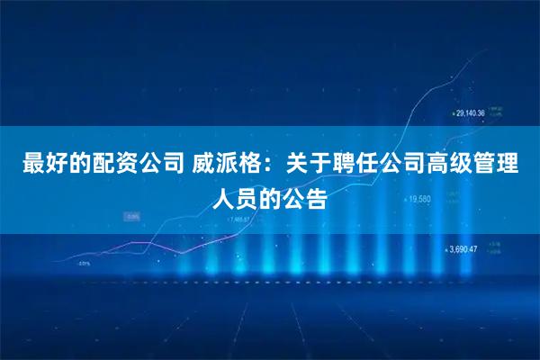 最好的配资公司 威派格：关于聘任公司高级管理人员的公告